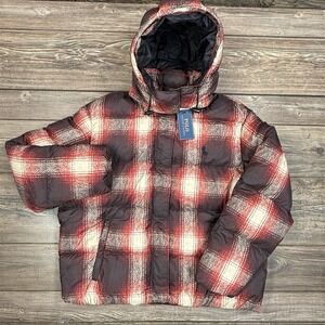 Polo Ralph Lauren Women Carly Down Jacket Red Plaid Winter Coat Size XXL NEW